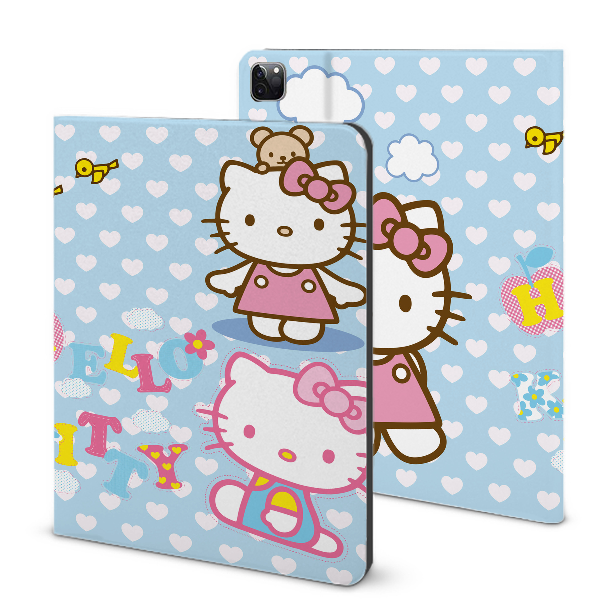 （画像用） Hello Kitty ハローキティ IPad ケース ブック型 PUレザー TPU 耐衝撃 軽量 薄型 ペン収納なし 全面保護 IPad 各モデル対応